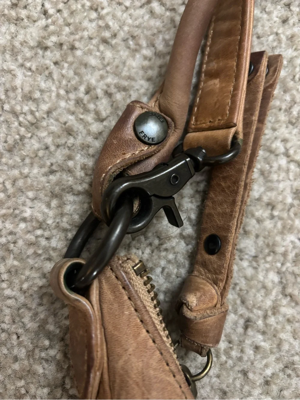 Frye Tan Distressed Leather Hobo Bag